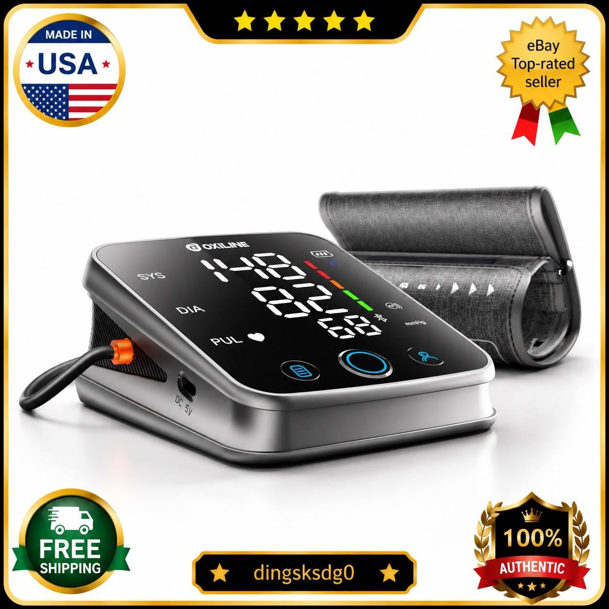 Oxiline Pressure XS Pro Blood Pressure Monitor Bluetooth Upper Arm Cuff OLED🔥