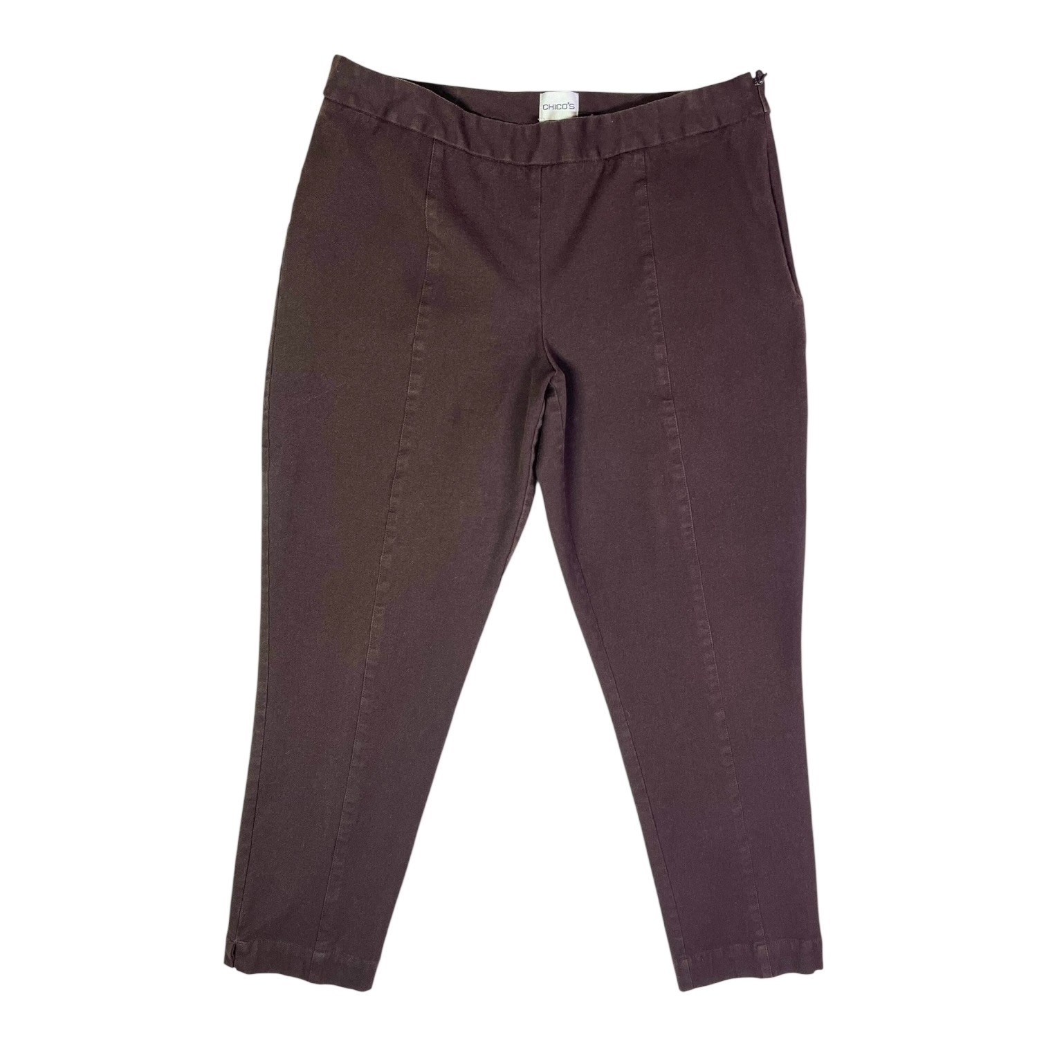 Chico\'s Size 2 (L) Brown Cropped Pants Side Zip Seamed Legs