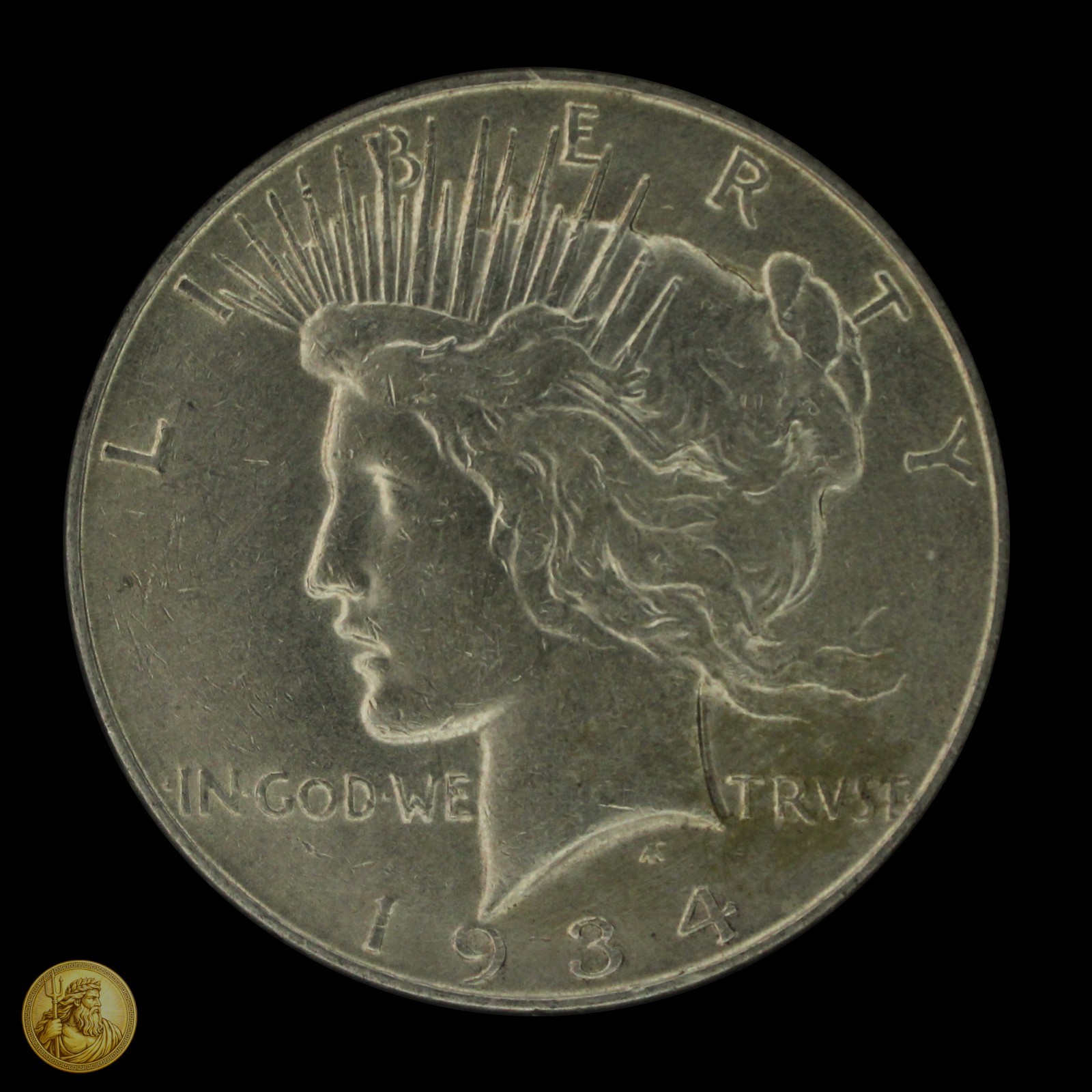 1934-D US Peace Dollar 90% Silver Coin Better Date VF in Holder -E1586
