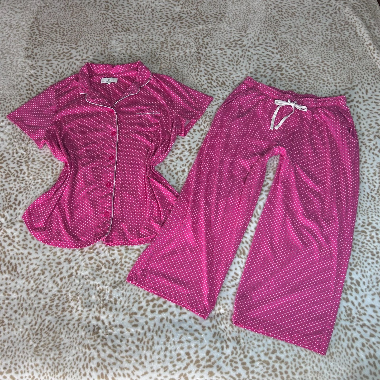 Karen Neuburger Pajama Set Size 3X Pink Polka Dot Sleepwear