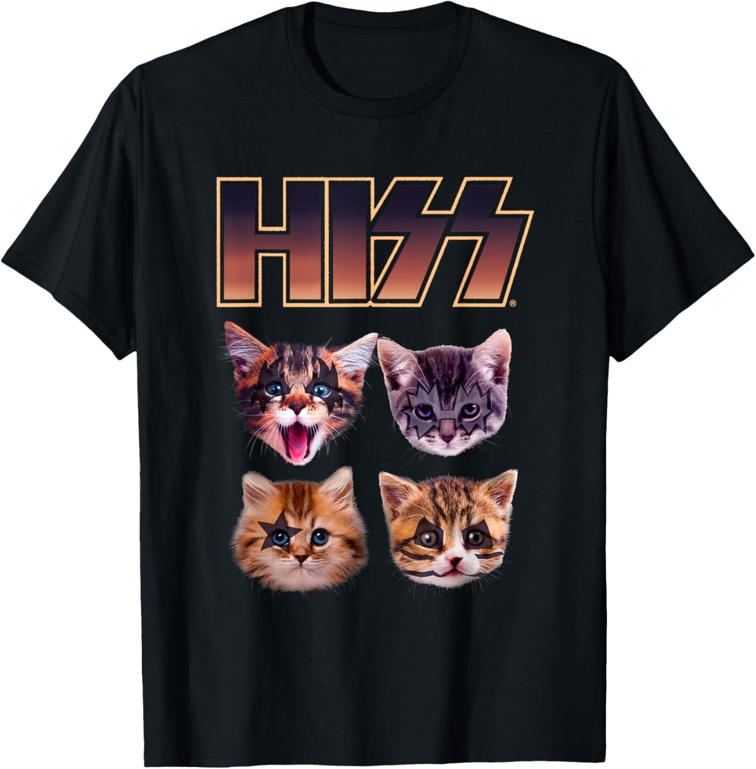 HISS Cat Funny Cats Lover Kittens Rock Music Cat Hiss T-Shirt