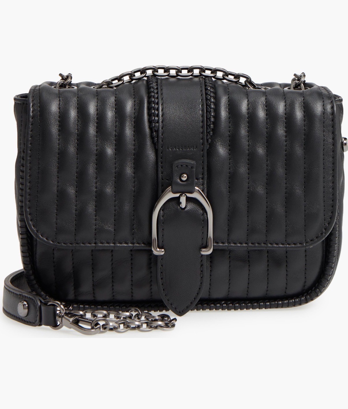Longchamp Brioche Black Quilted Chain Handbag Crossbody Bag Longchamp Brioche Black Quilted Chain Handbag Crossbody Bag