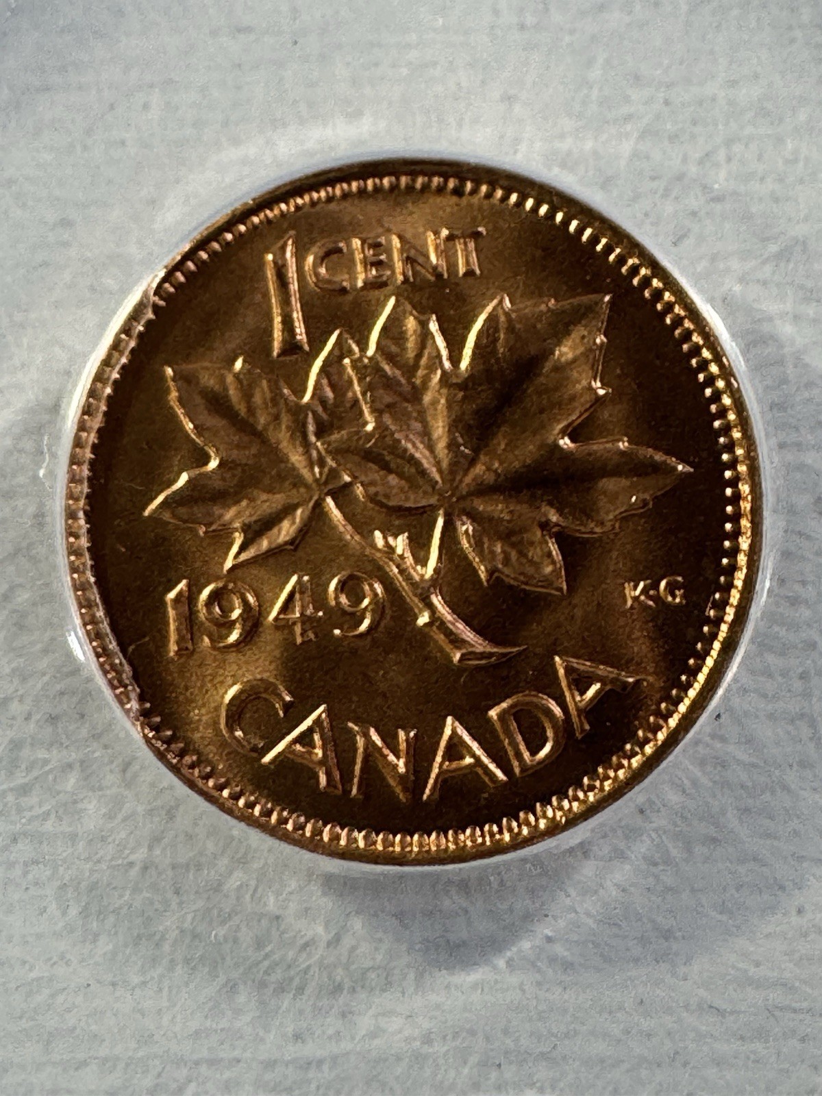 1949 Canada 1 Cent Graded MS 65 RD by ANACS 1949 Canada 1 Cent Graded MS 65 RD by ANACS