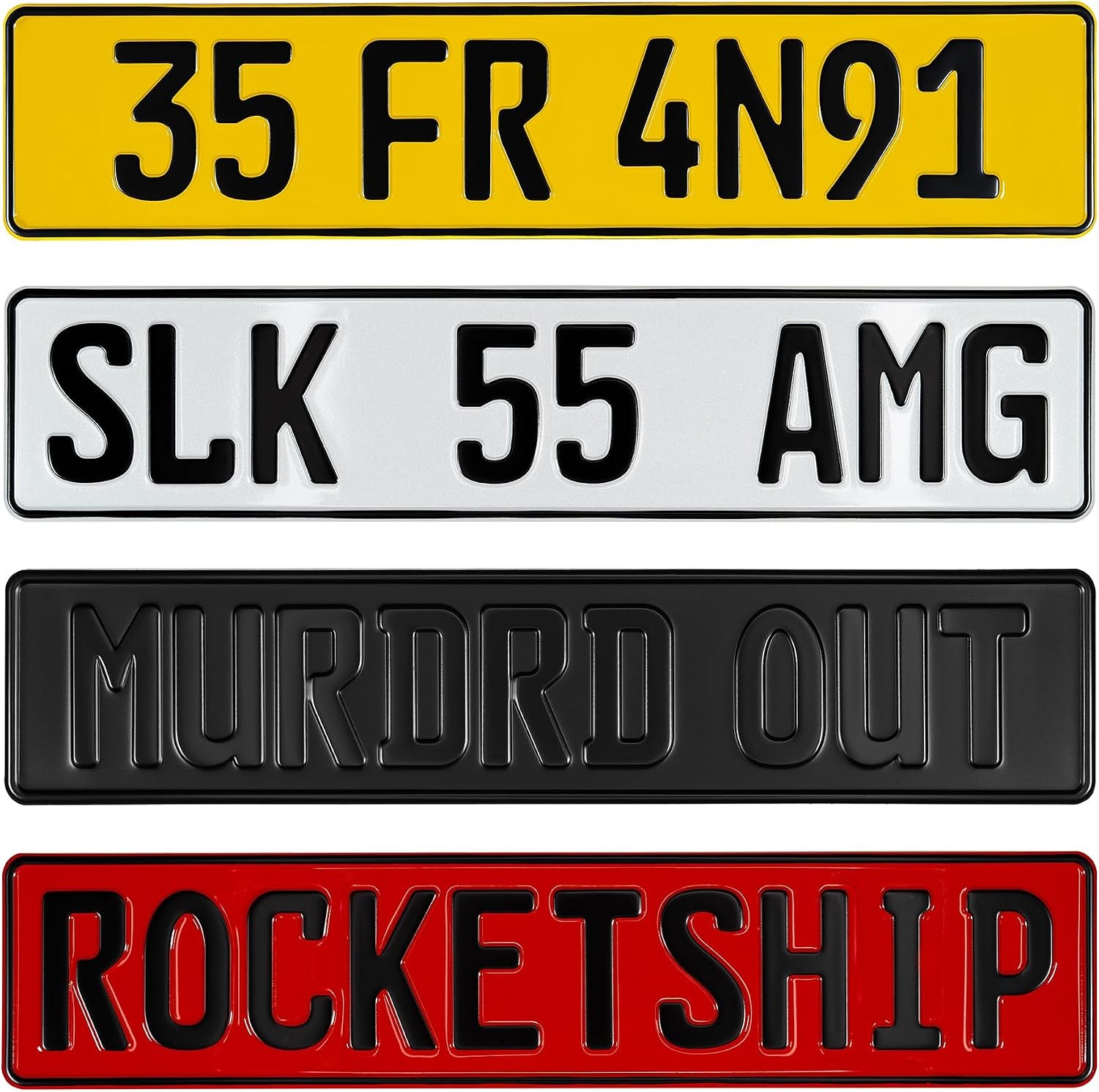 Custom European Style License Plate - 10 Character Multiple Colors