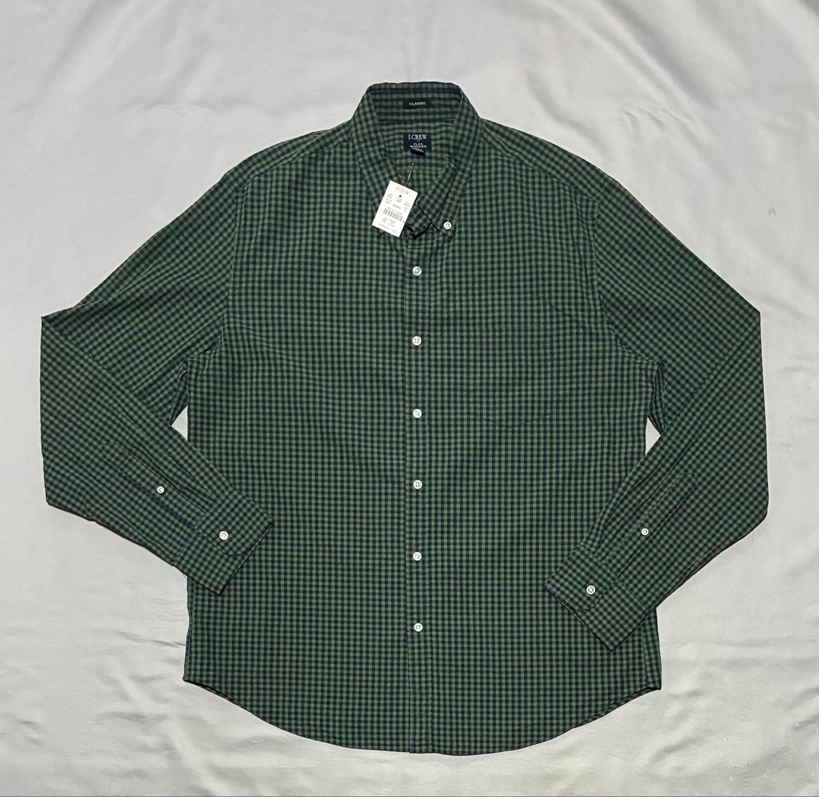 J Crew Shirt Mens XL Green Check Flex Washed Long Sleeve Button Down Casual