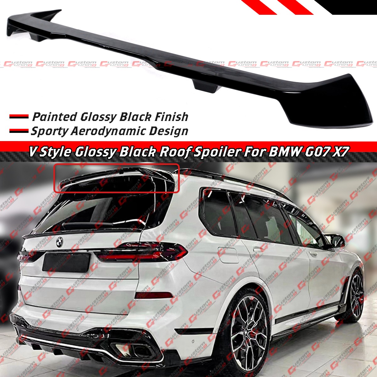 For 19-26 BMW X7 G07 M60i GT Style Gloss Blk Rear Roof Spoiler Wing Extension For 19-26 BMW X7 G07 M60i GT Style Gloss Blk Rear Roof Spoiler Wing Extension