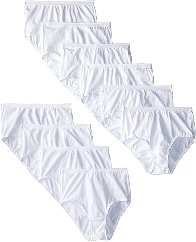 10 Pack Fruit of the Loom Cotton Brief Panty White Womens Sz~ 6 ~7 ~ 8
