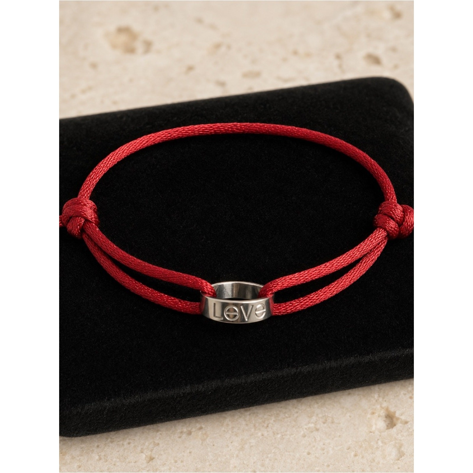 Authentic Cartier LOVE 18K White Gold Red Silk Cord Bracelet