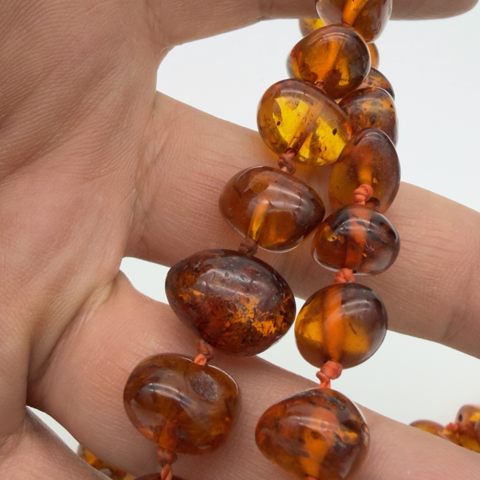 Antique Or Vintage Baltic Amber Necklace Hand Knotted Silk Cord Read Antique Or Vintage Baltic Amber Necklace Hand Knotted Silk Cord Read