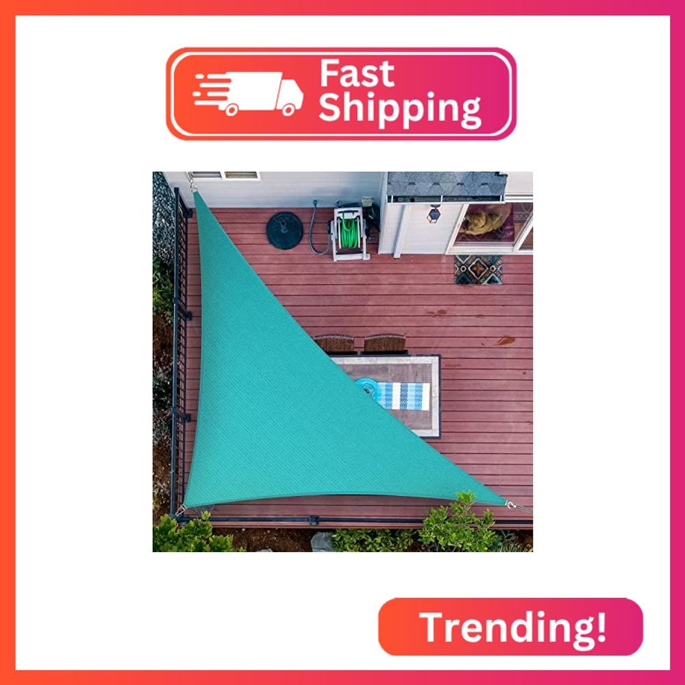 ShadeMart 14\' x 16\' x 21.3\' Turquoise Triangle Shade Sail for Garden
