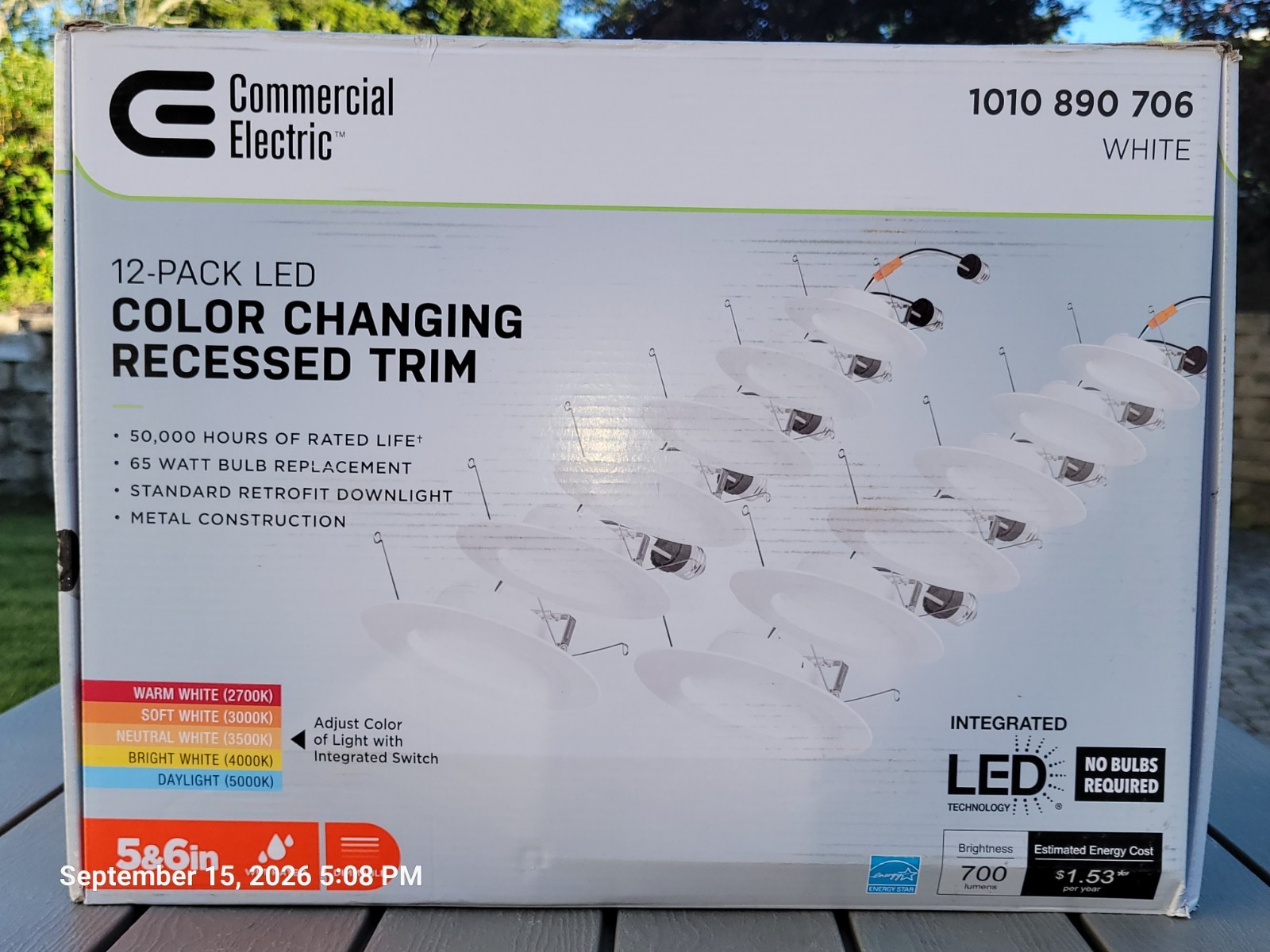 Commercial Electric 5/6in LED Recessed Light Trim - Selectable Color - (12-Pack) Commercial Electric 5/6in LED Recessed Light Trim - Selectable Color - (12-Pack)