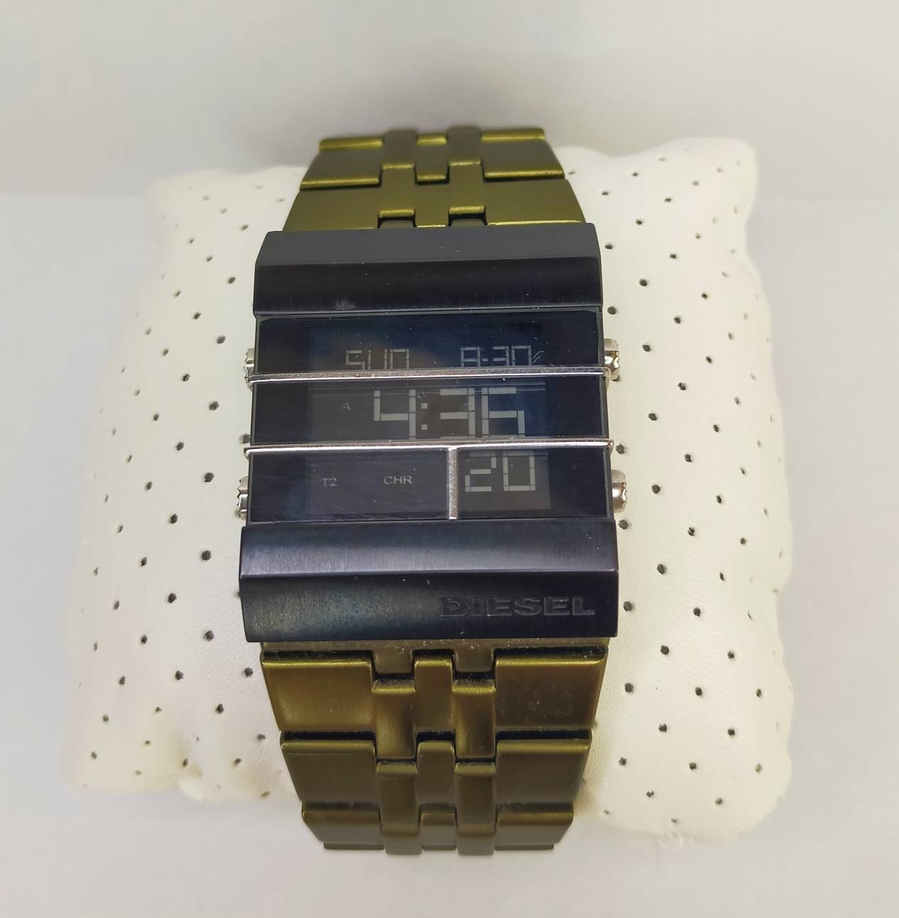 MINT DIESEL DZ7228 Bronze Aluminium Digital Watch Full Links Box Y2K Archive