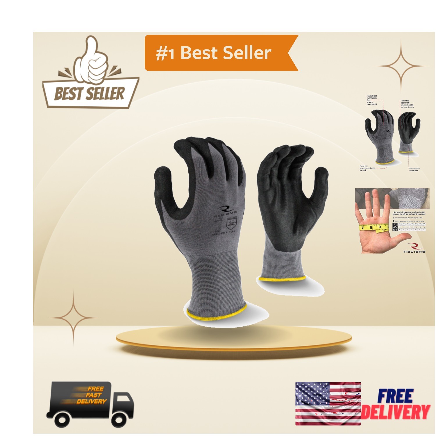 Radians RWG13S Lightweight Foam Nitrile Gripper Gloves for Ultimate Safety