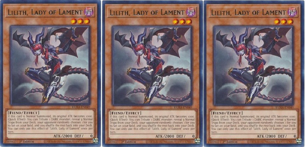 *** 3X LILITH, LADY OF LAMENT 3X *** PLAYSET 1ST RARE TAMA-EN049 YUGIOH
