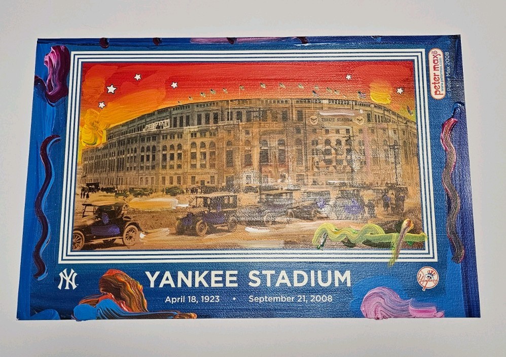 Peter Max 2008 Mixed Media Yankee Stadium Painting-Signed Unique Variation Rare