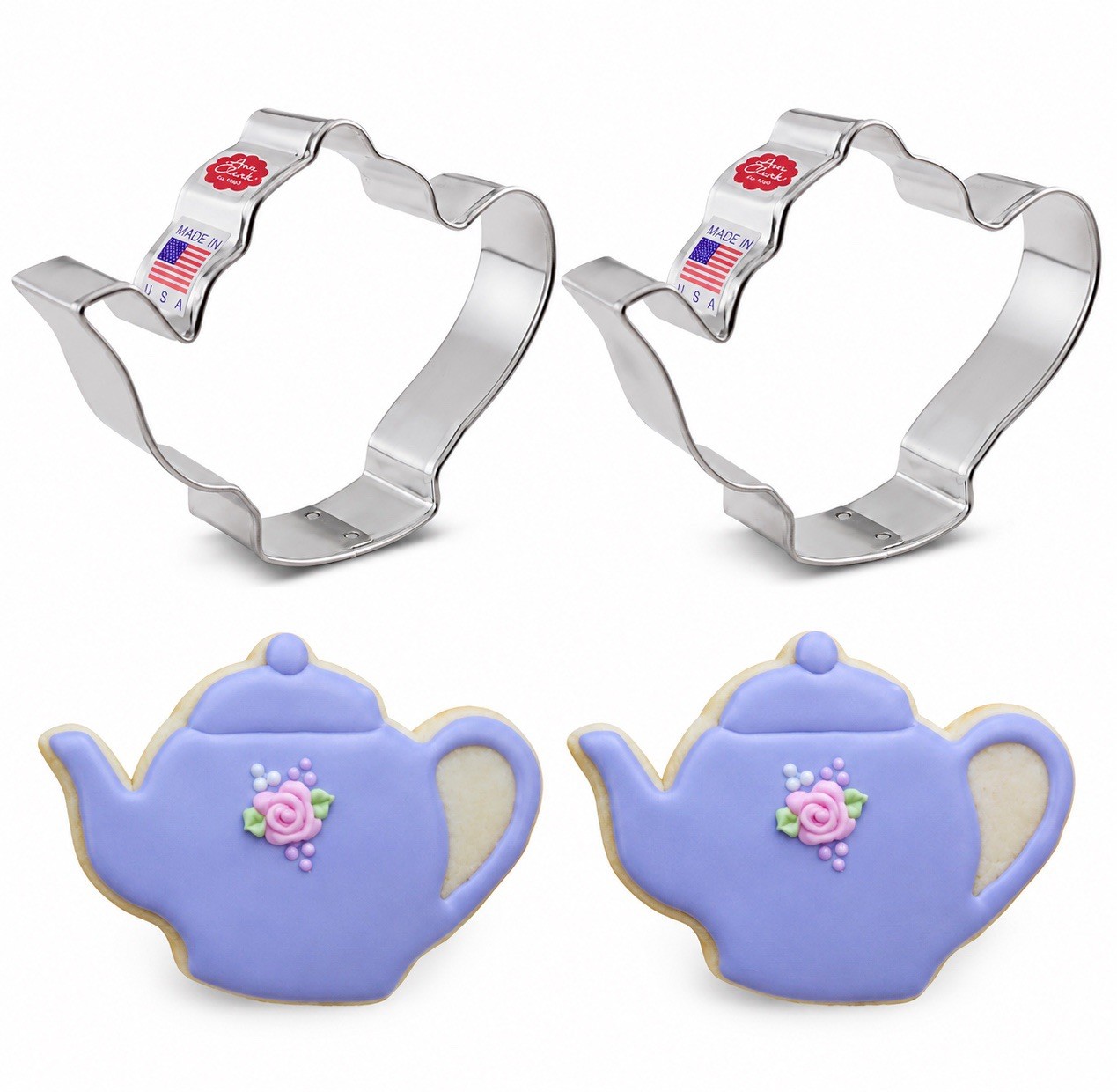 Set Of Two (2) Ann Clark Tea Pot Cookie Cutters Large 4 1/4 Inch