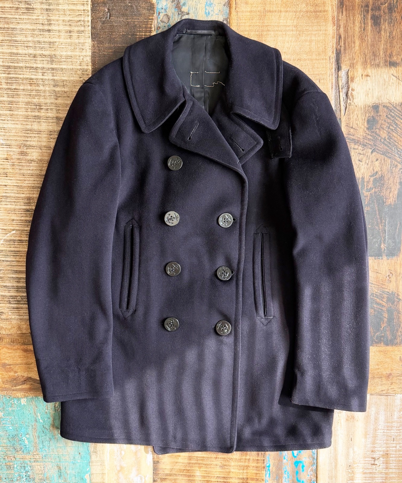 Authentic 1940s WWII Military Issue Navy Pea Coat Mens Naval Clothing Factory