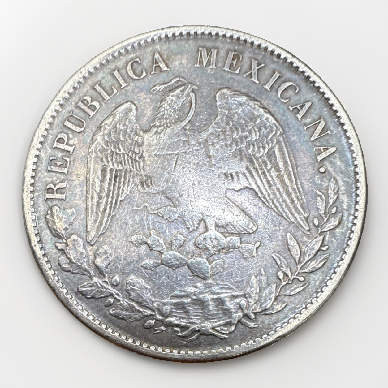 Mexico Second Republic 1898 1 Peso Silver Coin Zs F Variety KM# 409 Antique 