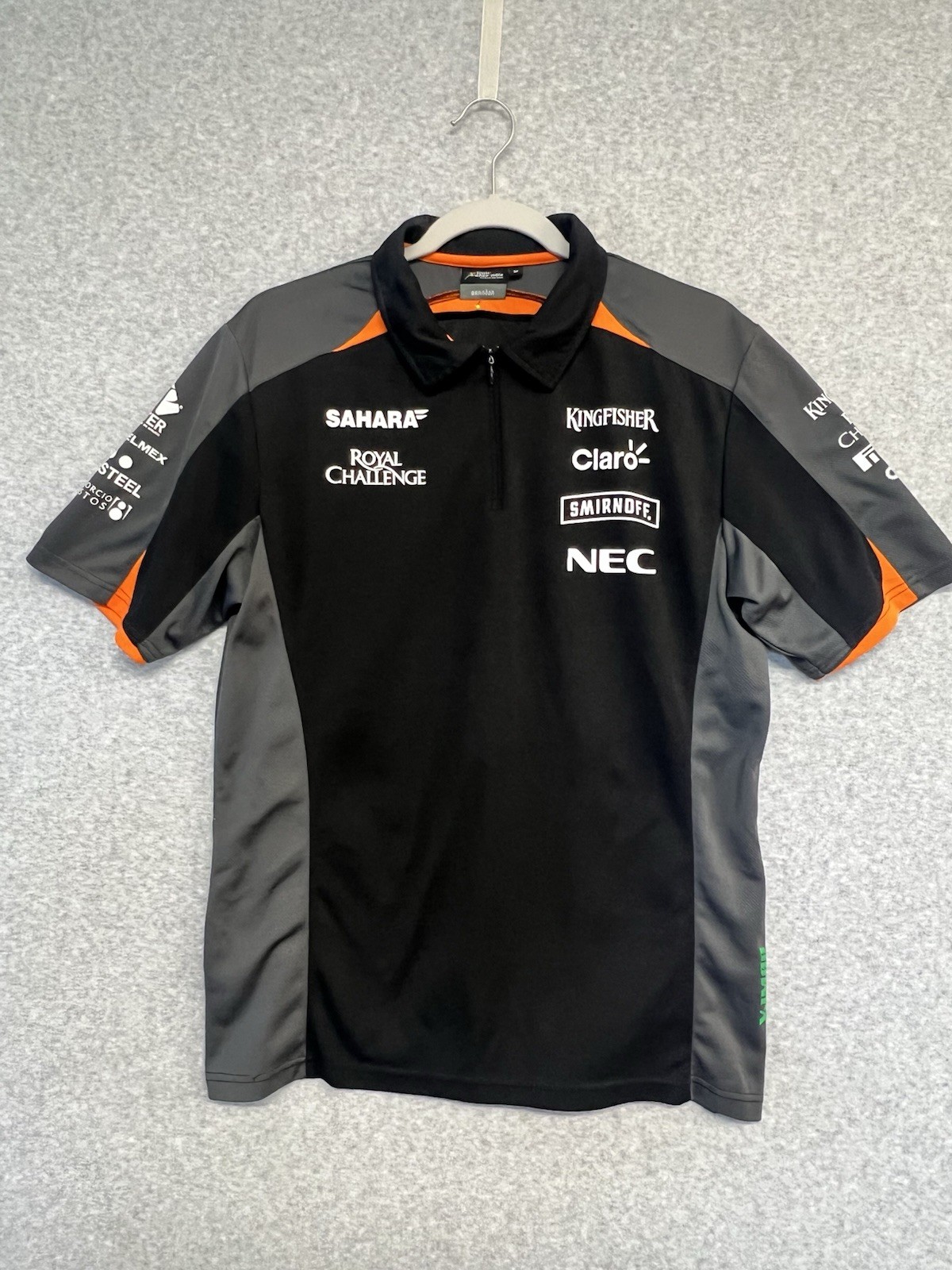 Sahara Force India F1 Team Quarter Zip Shirt Black Gray Orange Men’s MD Formula