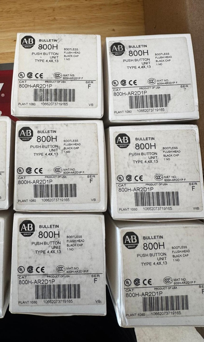 Allen Bradley Bulletin 800H Push Button Flush Head Black Cap 800H-AR2D1 Series F Allen Bradley Bulletin 800H Push Button Flush Head Black Cap 800H-AR2D1 Series F