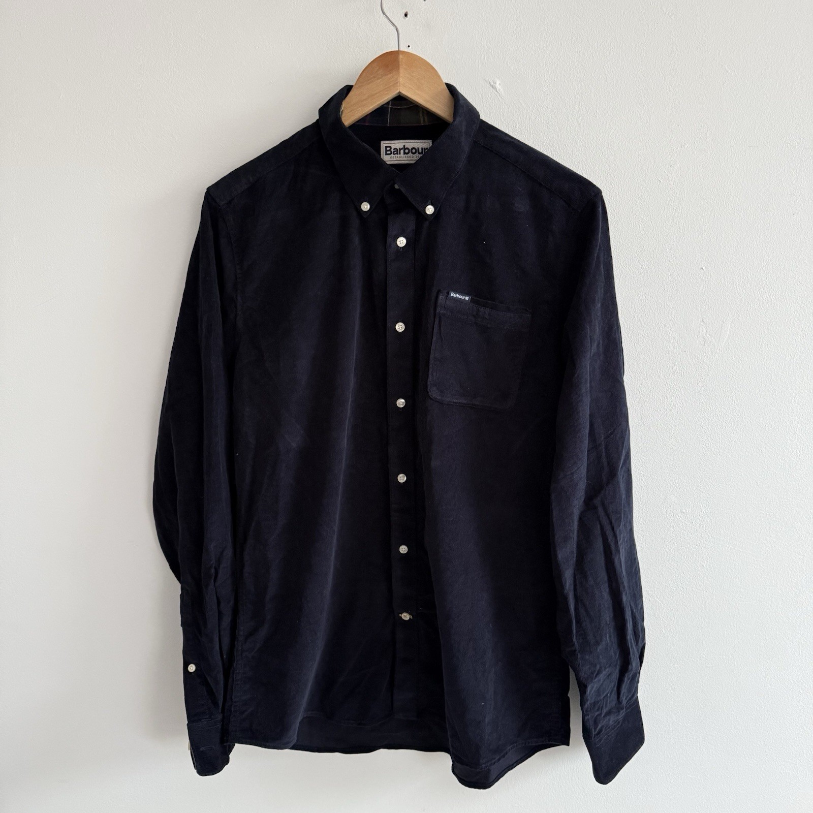 Barbour Corduroy Shirt Mens Medium Navy Needlecord Tailored Fit Barbour Corduroy Shirt Mens Medium Navy Needlecord Tailored Fit