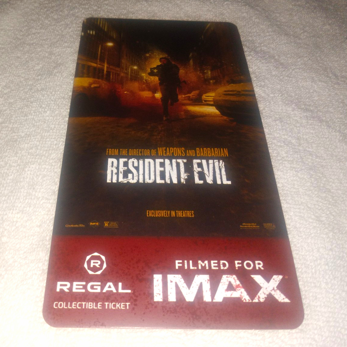 Resident Evil Regal Filmed for IMAX Collectible Ticket Original Movies
