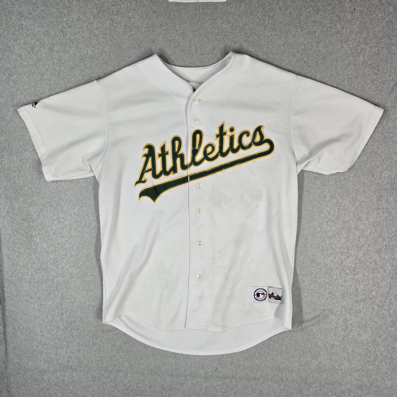 VINTAGE Oakland Athletics Men Jersey  XL White Majestic Eric Chavez 3