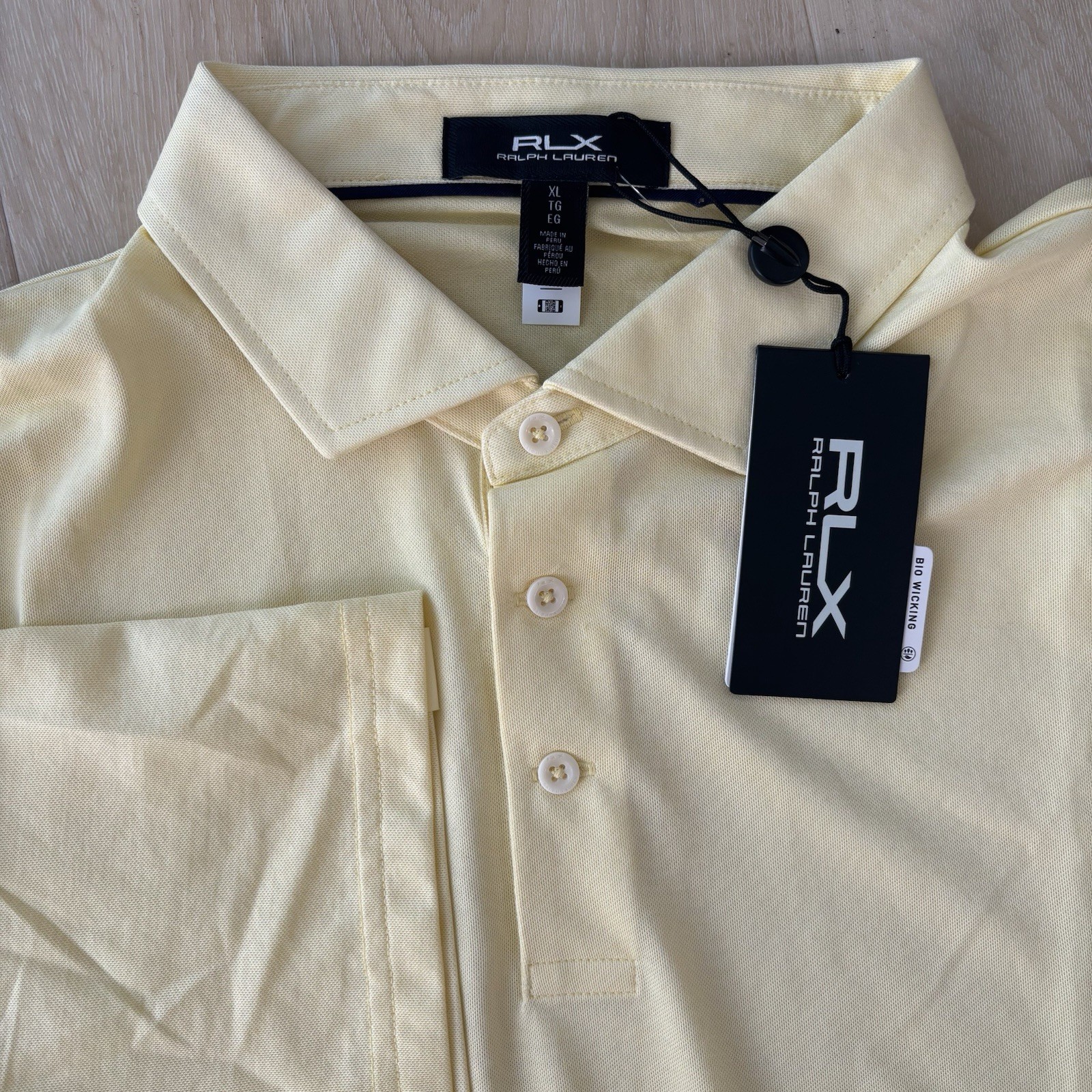 RLX Ralph Lauren Polo Shirt Mens XL Yellow Pique Mesh Golf Performance NEW $110