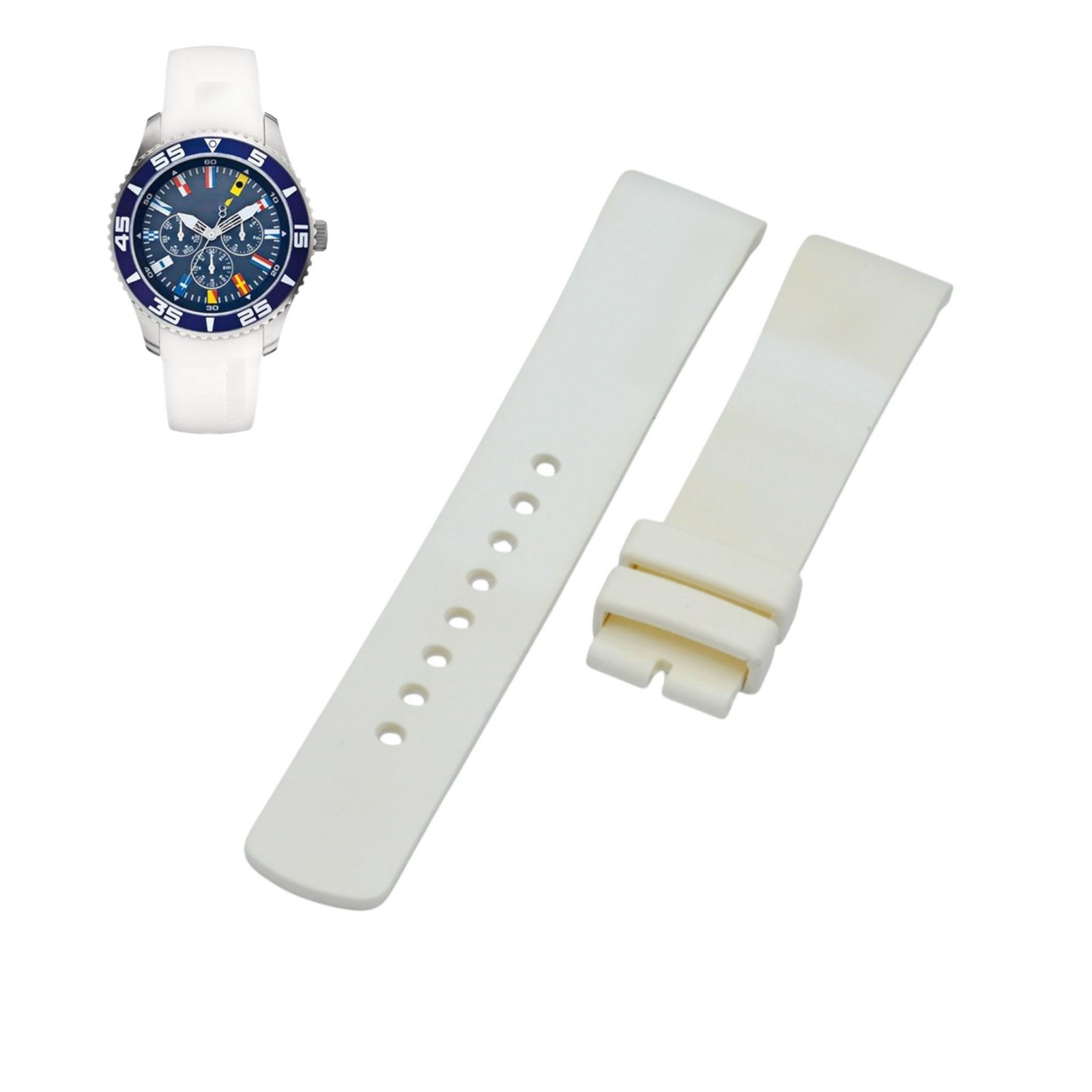 A12629G 22mm White Rubber Watch Strap For Nautica