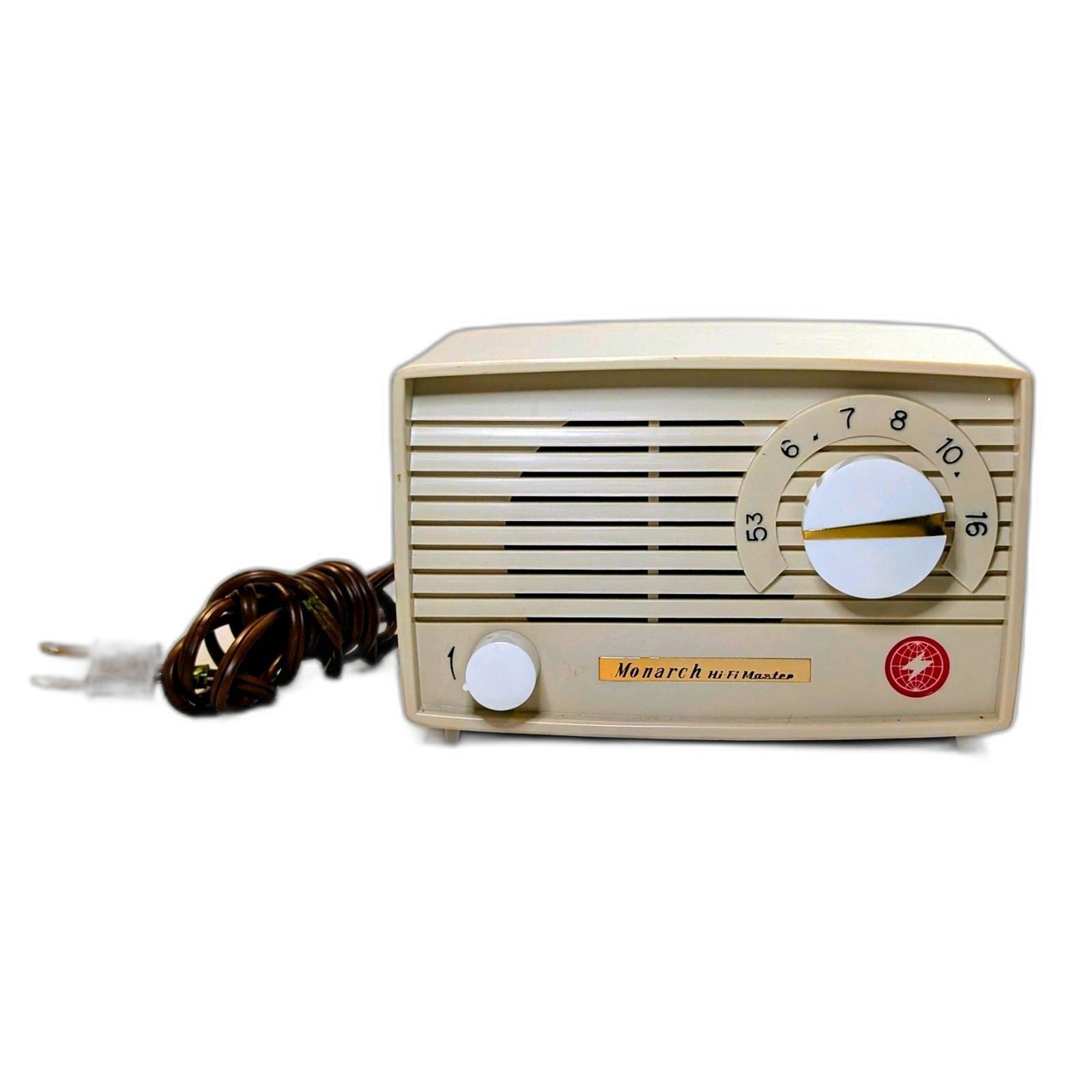 Vintage 1960s Monarch Hi-Fi Master AM Tube Radio Off White Cream Ivory Japan MCM