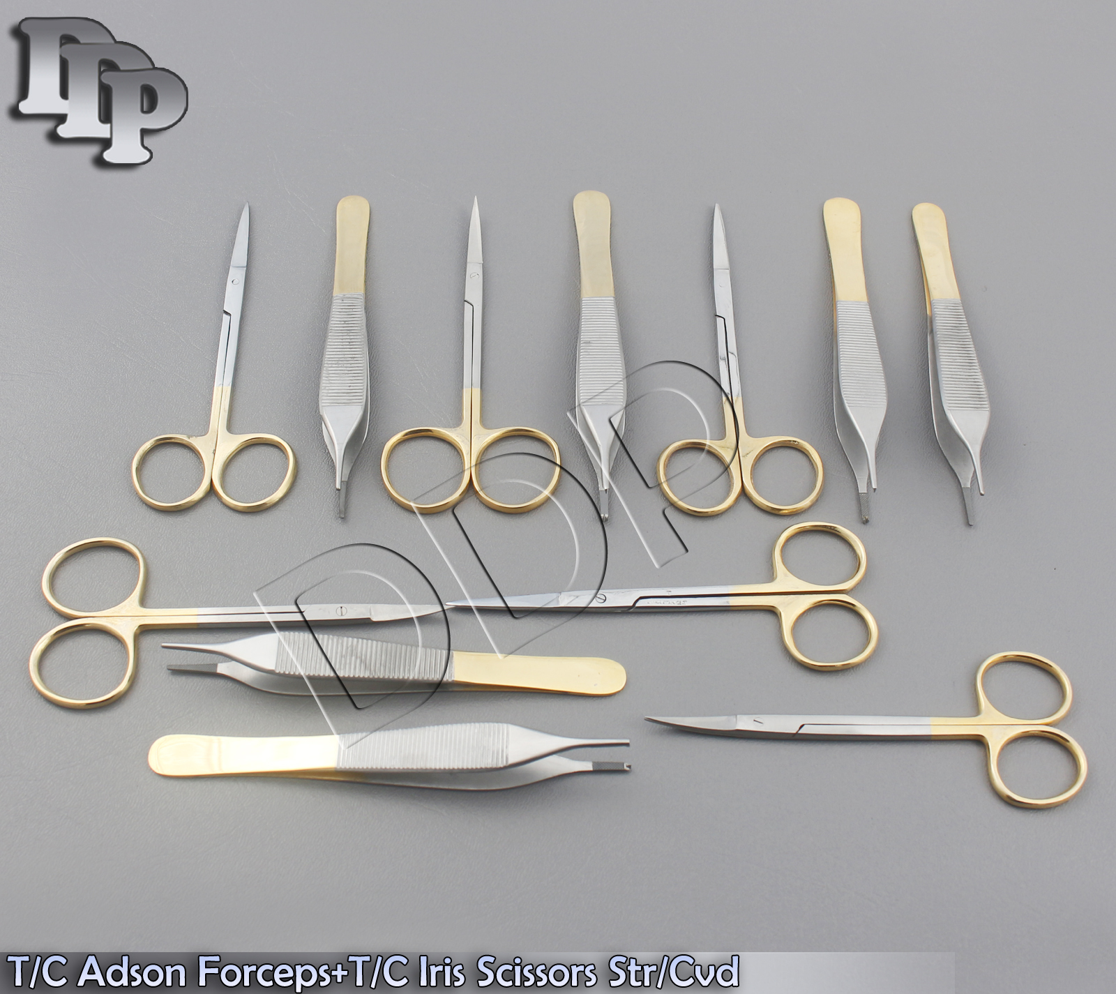 6 T/C ADSON TISSUE & DRESSING FORCEPS + 6 T/C IRIS SCISSORS STRAIGHT+CURVED 