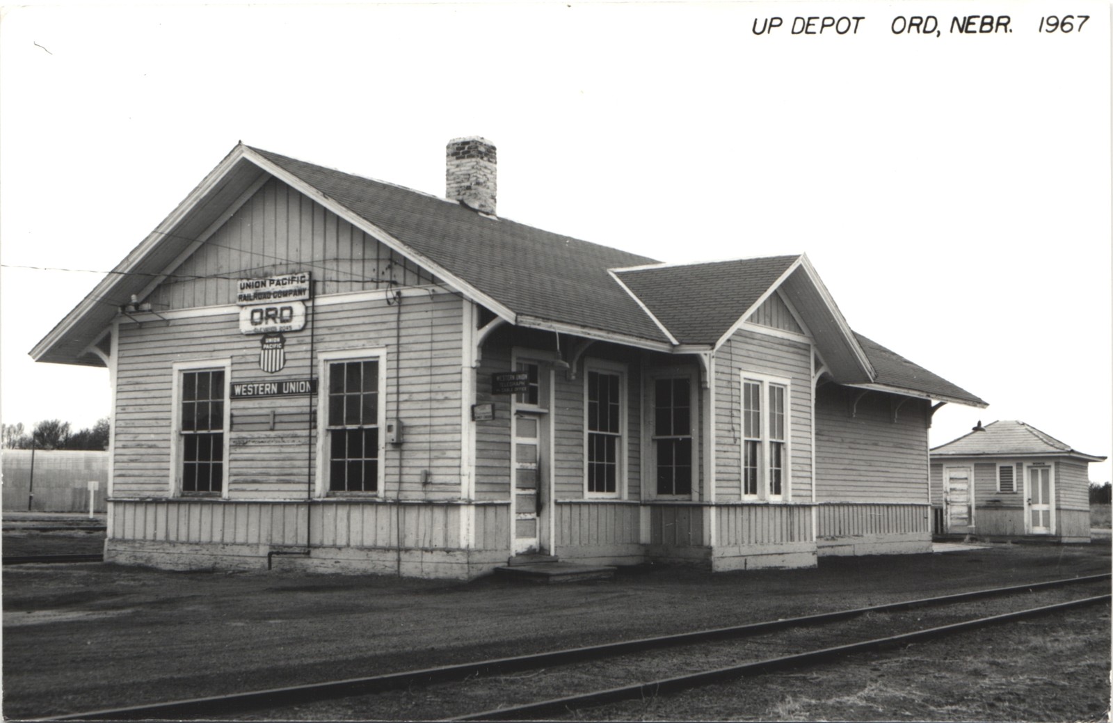 UP DEPOT ord ne 1967 postcard nebraska real photo rppc railroad union pacific