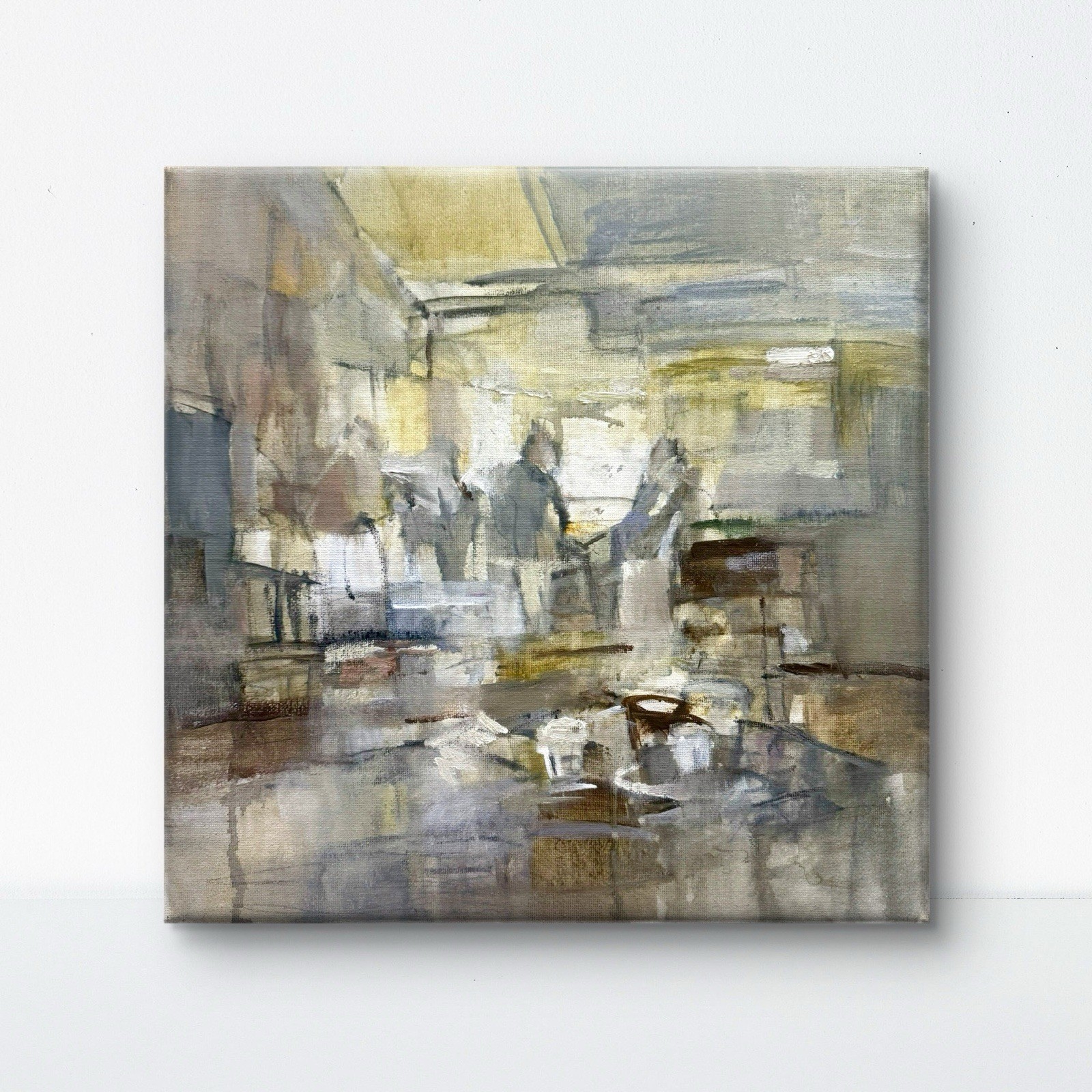 Bar 14x14 Original Acrylic Oil Painting Interior Canvas Wall Decor
