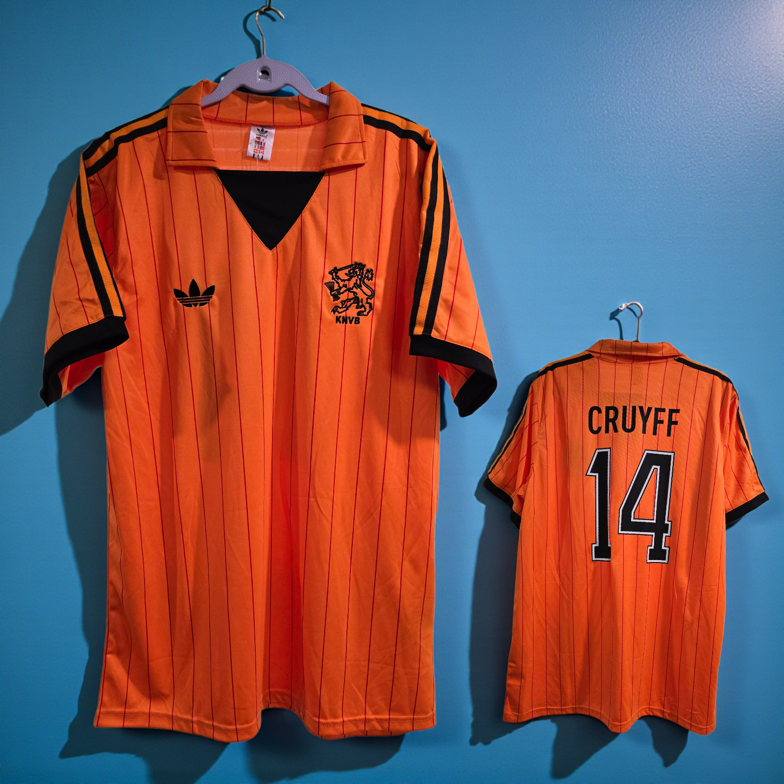 NETHERLANDS Home 74/75  - Retro Jersey - Soccer - CRUYFF # 14 - LARGE (RunSmall)