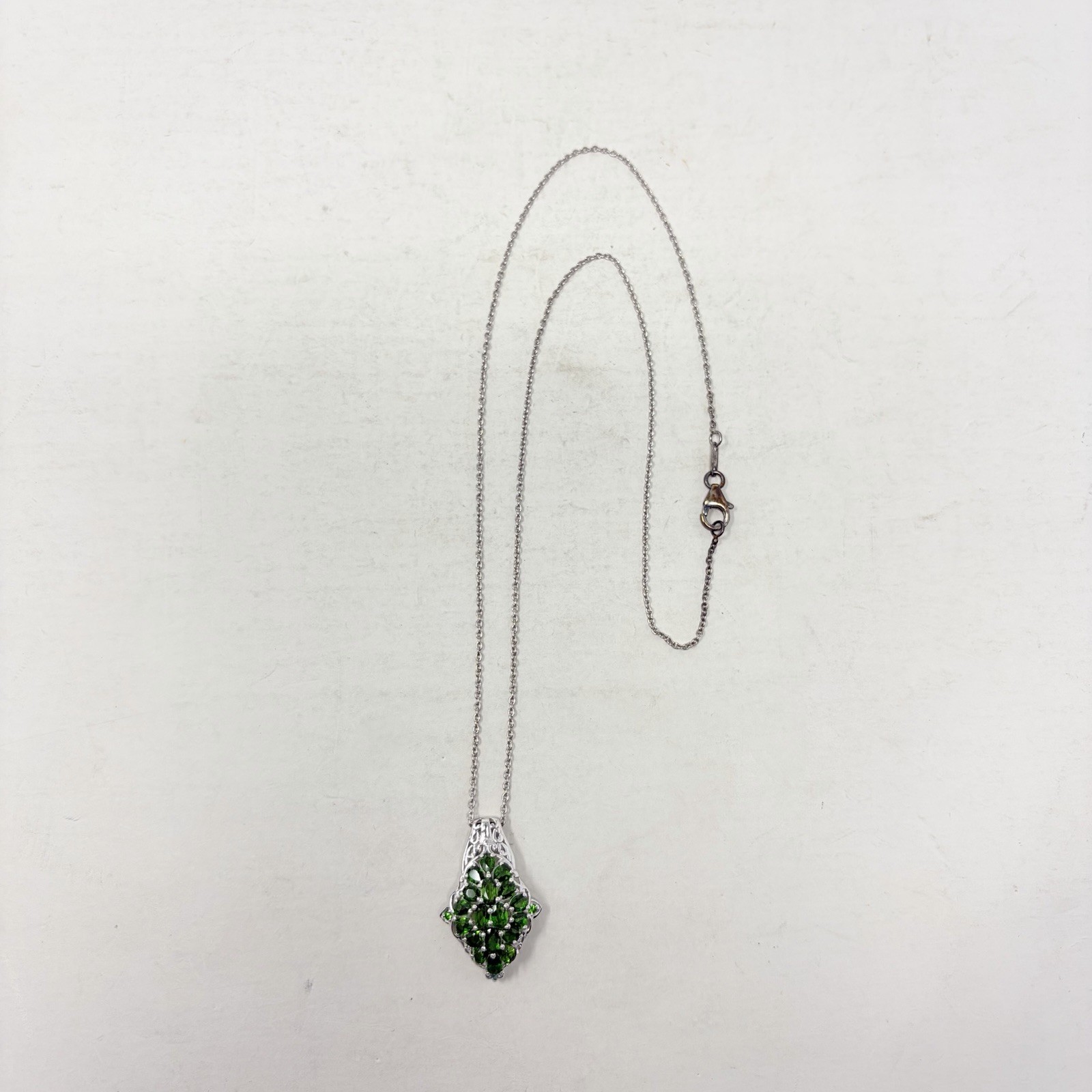 Shop LC Green Natural Russian Diopside Cluster Pendant Necklace with Chain 5439