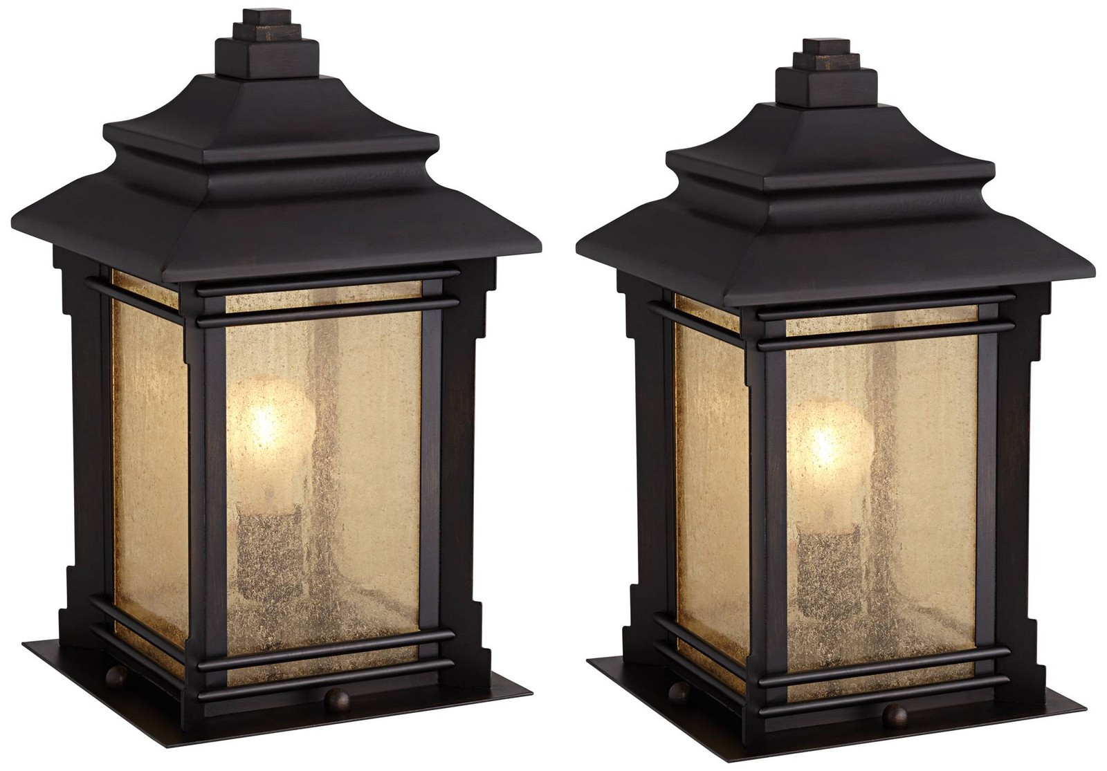 Hickory Point Rustic Outdoor Pier Mount Light Fixtures Set of 2 Bronze 16 1/2\