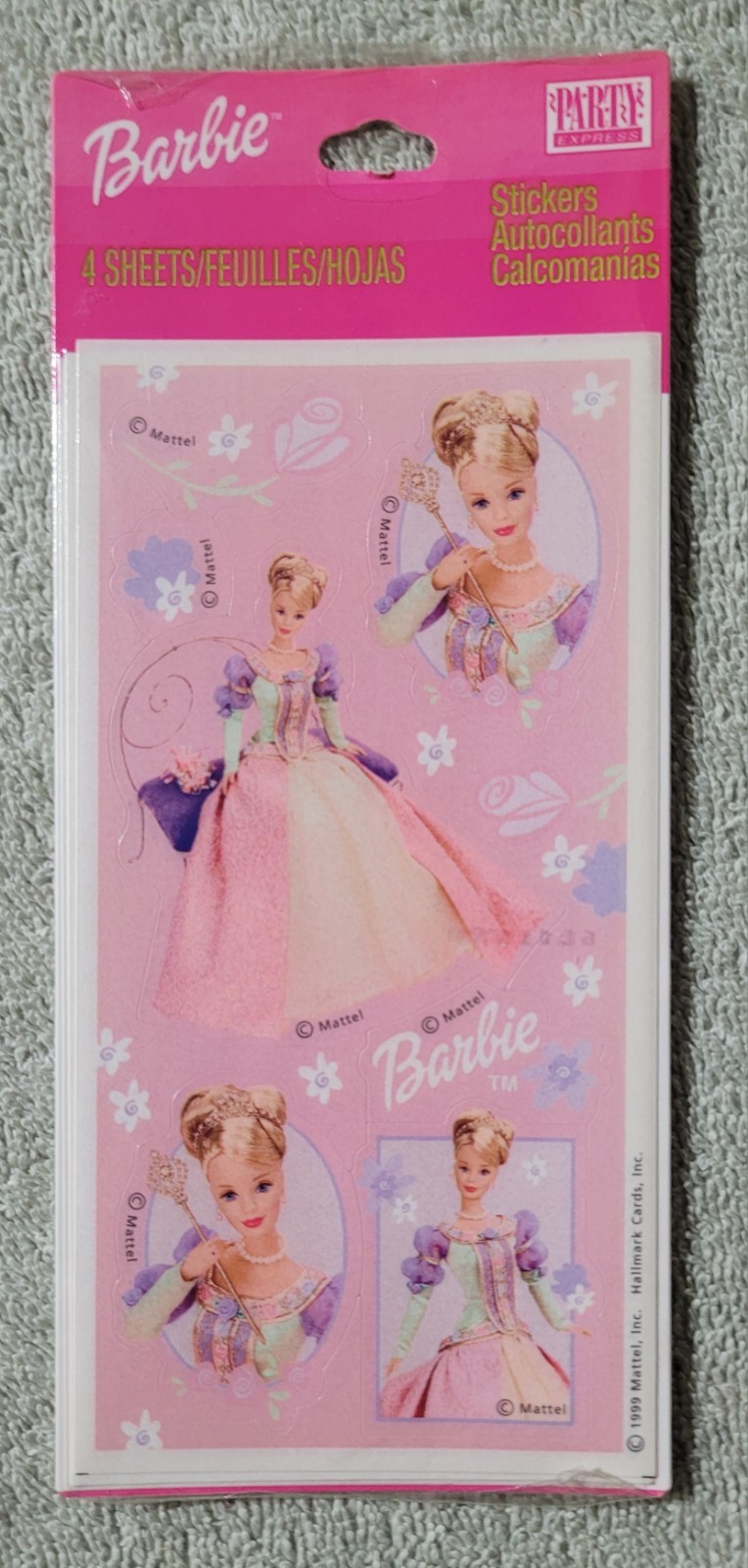 1999 Vintage Dream Time Barbie Princess Birthday Party Favors Stickers *New*