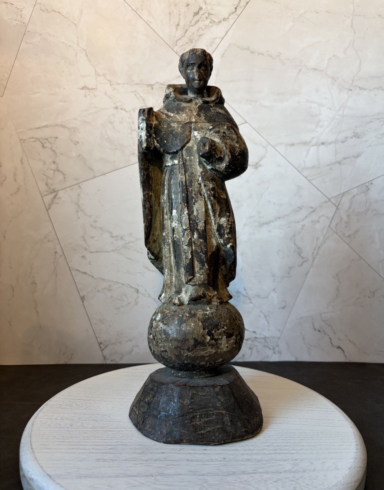 antique 18th - 19th C wooden statue of Saint Vincent Ferrer / San Vicente Ferrer