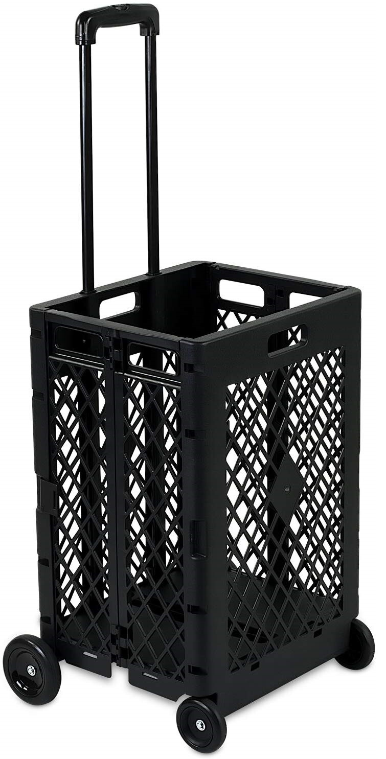 WS8 Mesh Utility Cart Folding Collapsible Hand Crate with Wheels 55 Lbs Capacity WS8 Mesh Utility Cart Folding Collapsible Hand Crate with Wheels 55 Lbs Capacity