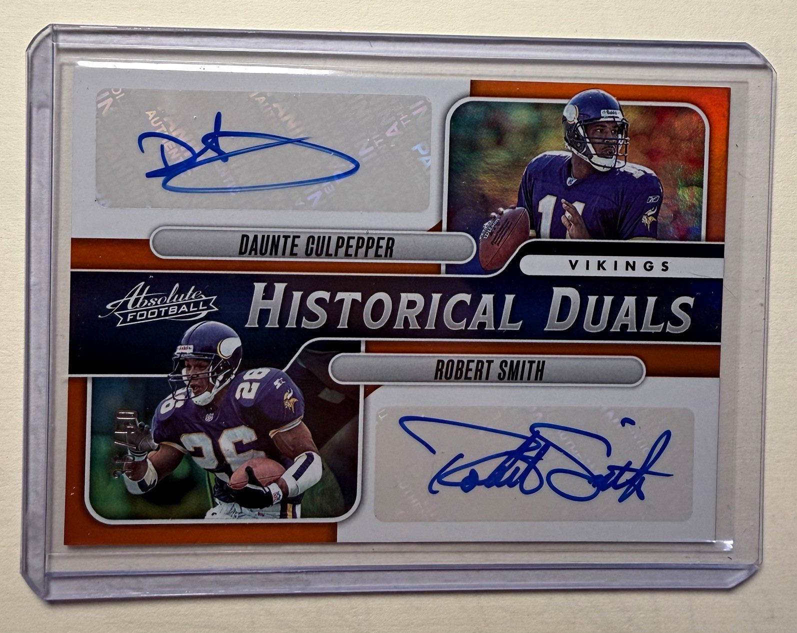 2023 Panini Absolute Minnesota Vikings Culpepper and Smith Orange /50 Autos