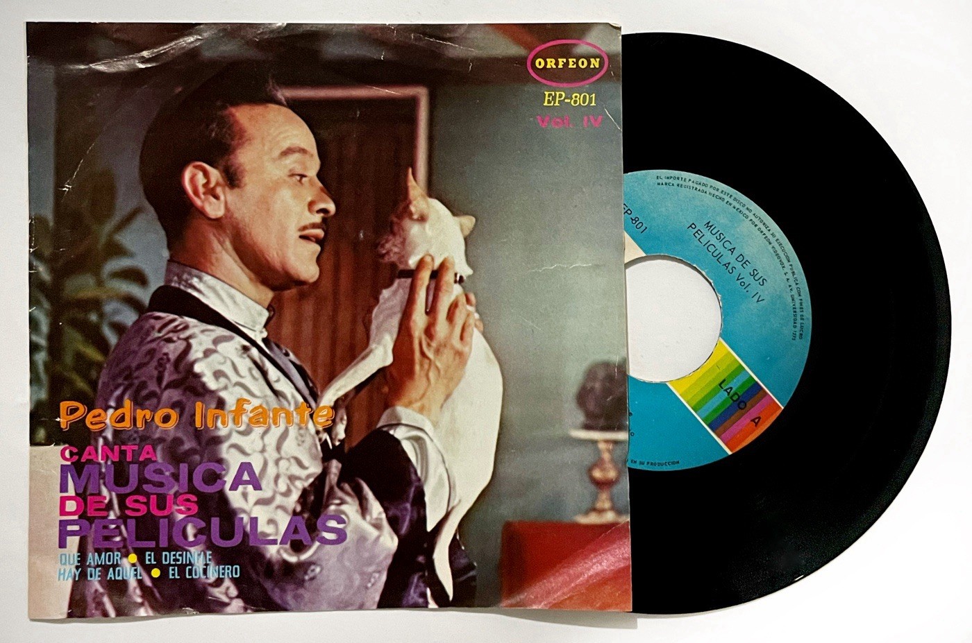 PEDRO INFANTE Musica De Sus Peliculas EP Vinyl 1972 MEXICO Orfeon 4 Tracks