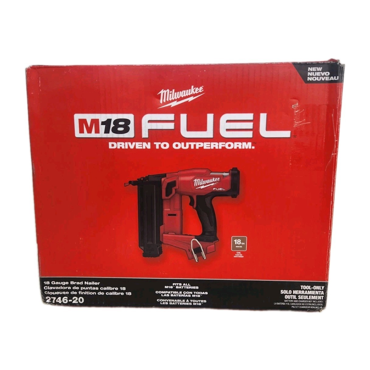 Milwaukee Tool 2746-20 M18 Fuel 18 Gauge Brad Nailer (Tool Only)