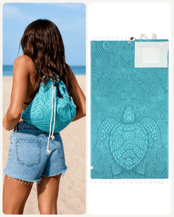 Sand Cloud Beach Towel Bag Swirl Turtle 37\