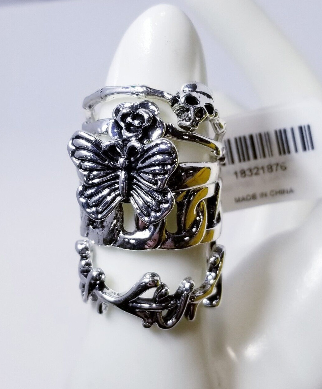 Torrid Silver Tone Rose Barb Oxidized Ring Set Sz 9