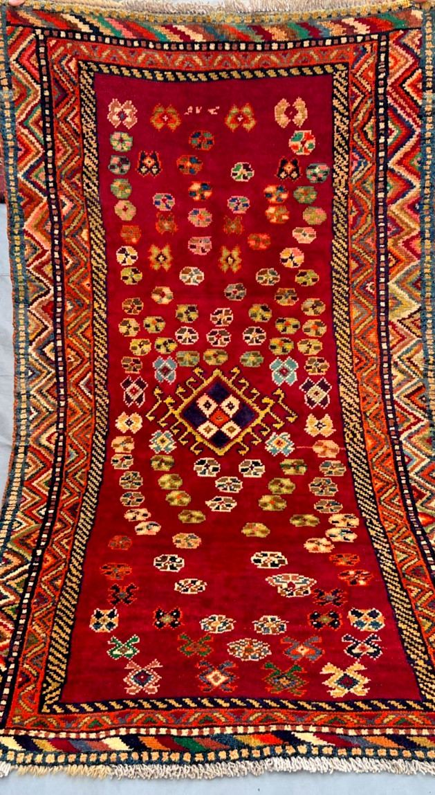 3 X 6 ft Antique Floral Vase Pattern Natural Vegetable Dye Tribal Carpet