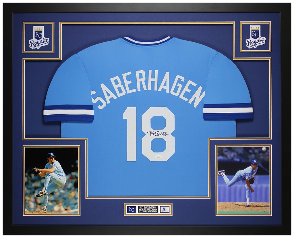 Bret Saberhagen Autographed & Framed Blue Kansas City Jersey JSA Certified