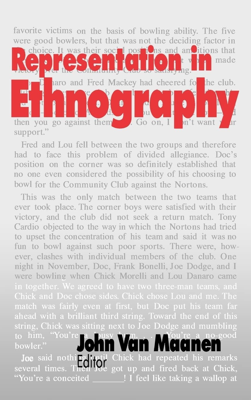 Representation in Ethnography by John Van Maanen - Hardcover 1995 - GOOD
