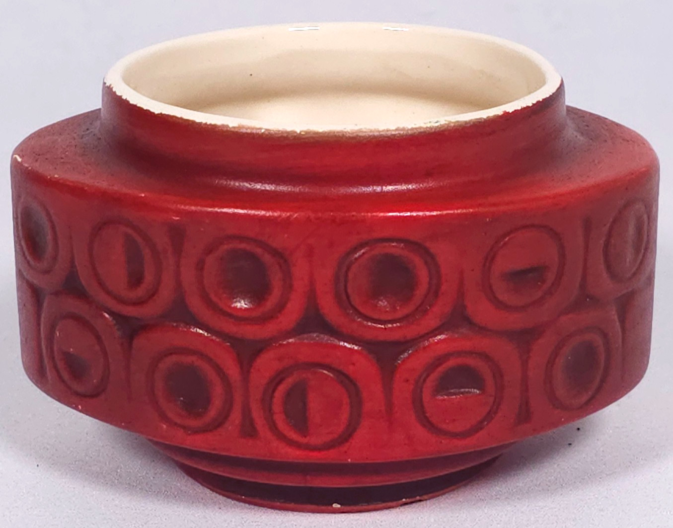Vintage McCoy Scandia Planter MCM Red #30 Circle Geometric Art Pottery Vase