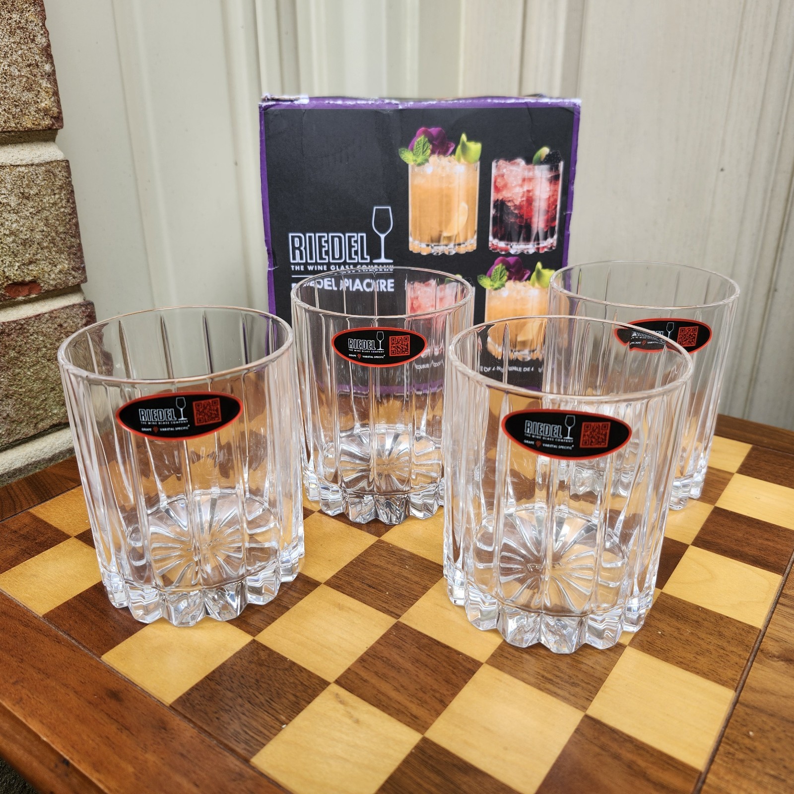 Riedel Drink Specific Glassware Double Rocks Set of 4 Glasses Stackable Germany Riedel Drink Specific Glassware Double Rocks Set of 4 Glasses Stackable Germany