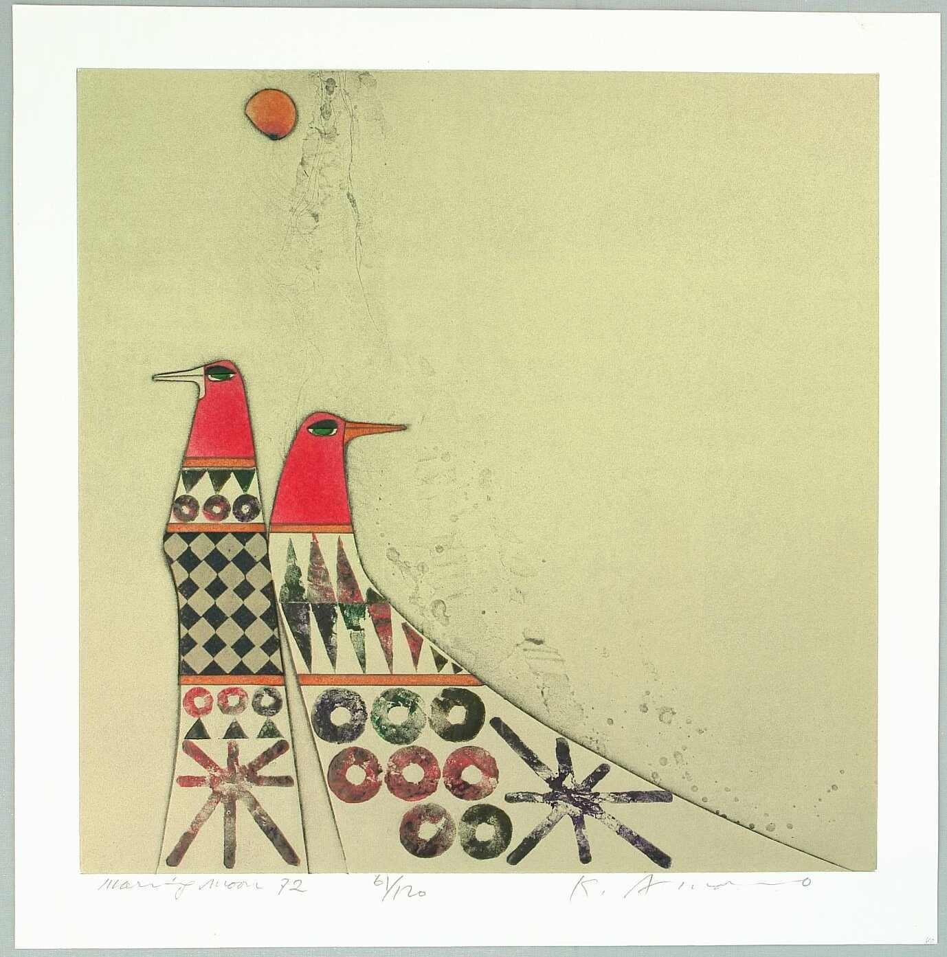 Amano Kunihiro - Morning Moon Japanese Modern Art Print Amano Kunihiro - Morning Moon Japanese Modern Art Print